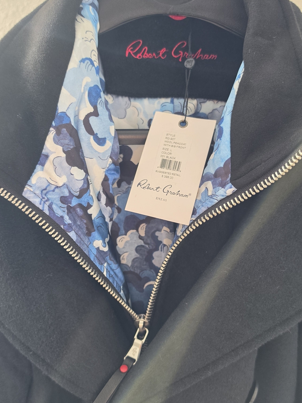 Robert Graham Black Double-Breasted Peacoat - Picture 3 of 11